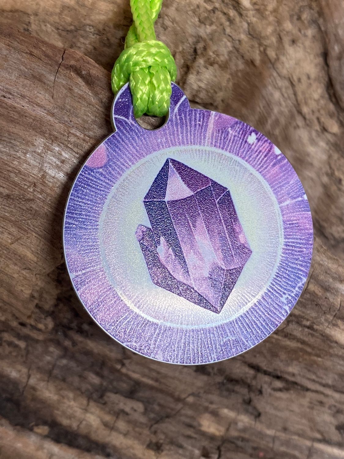 Anhänger Mini Serie rund – Lakhovsky MWOn Symbol Design – Amethyst Symbol – Produktansicht 1