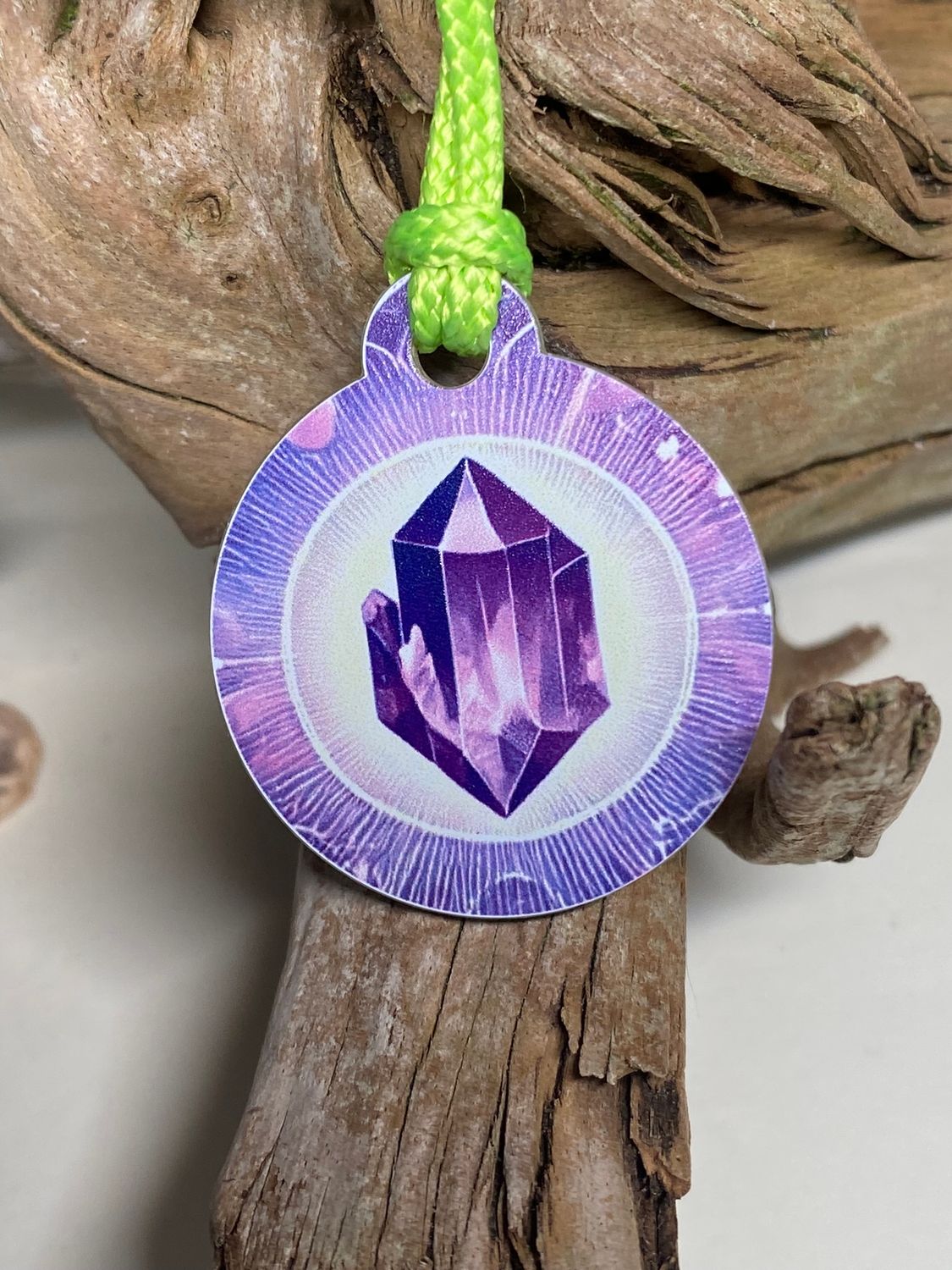 Anhänger Mini Serie rund – Lakhovsky MWOn Symbol Design – Amethyst Symbol – Produktansicht 1