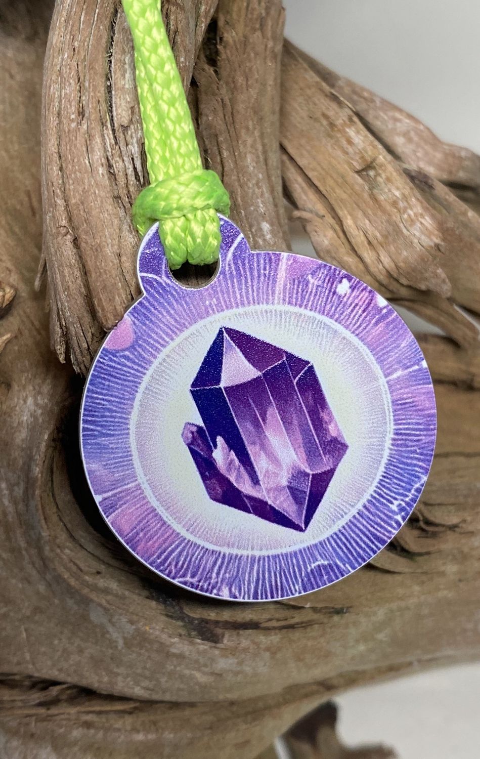 Anhänger Mini Serie rund – Lakhovsky MWOn Symbol Design – Amethyst Symbol – Produktansicht 1