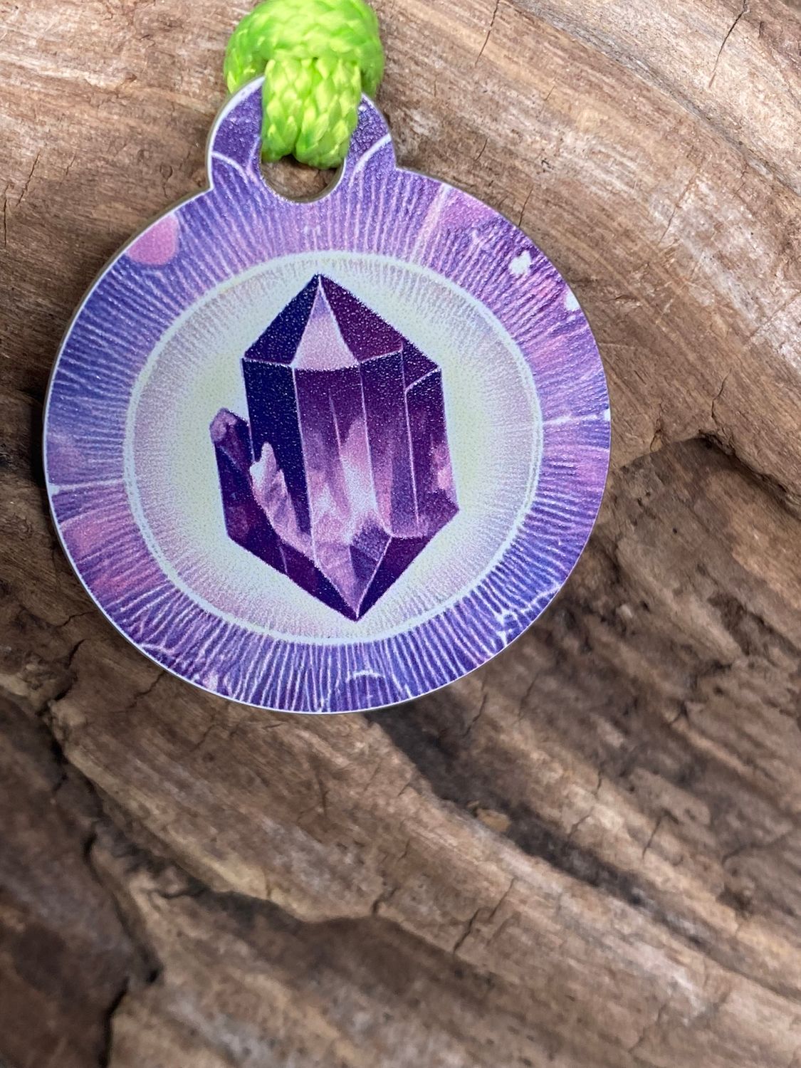 Anhänger Mini Serie rund – Lakhovsky MWOn Symbol Design – Amethyst Symbol – Produktansicht 1