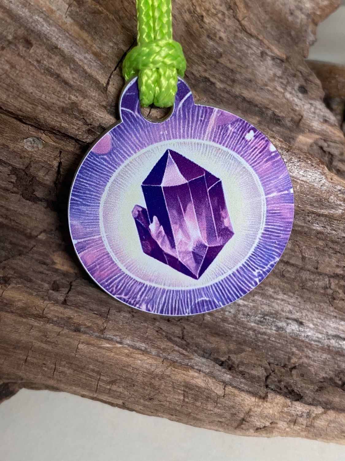 Anhänger Mini Serie rund – Lakhovsky MWOn Symbol Design – Amethyst Symbol – Produktansicht 1
