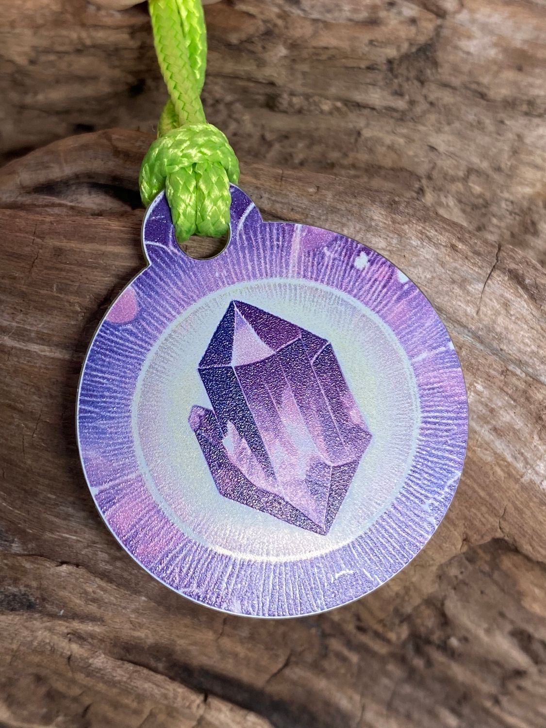 Anhänger Mini Serie rund – Lakhovsky MWOn Symbol Design – Amethyst Symbol – Produktansicht 1