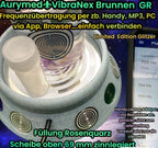 69 mm VibraNex Brunnen – Limited Glitzer Edition, Oberflächenplatte zinnlegiert, Füllung Rosenquarz – Produktansicht 1