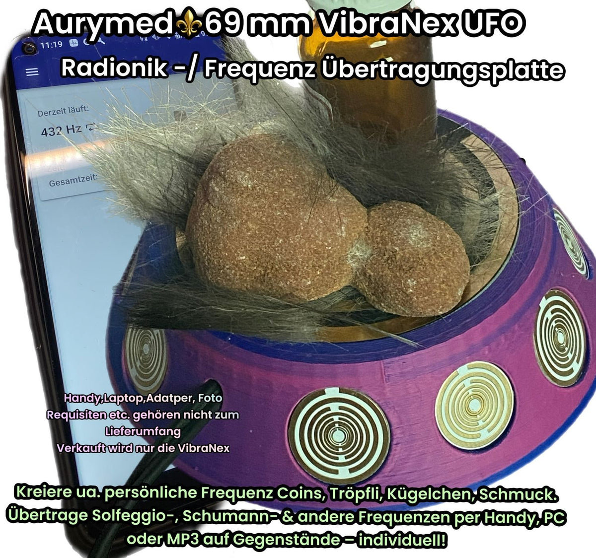 69 mm VibraNex UFO – Farbverlauf, Oberflächenplatte Goldlegiert – Produktansicht 1