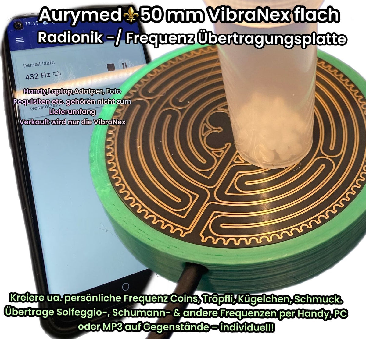 50 mm VibraNex flach, silk mint grün, Oberflächenplatte goldlegiert – Produktansicht 1