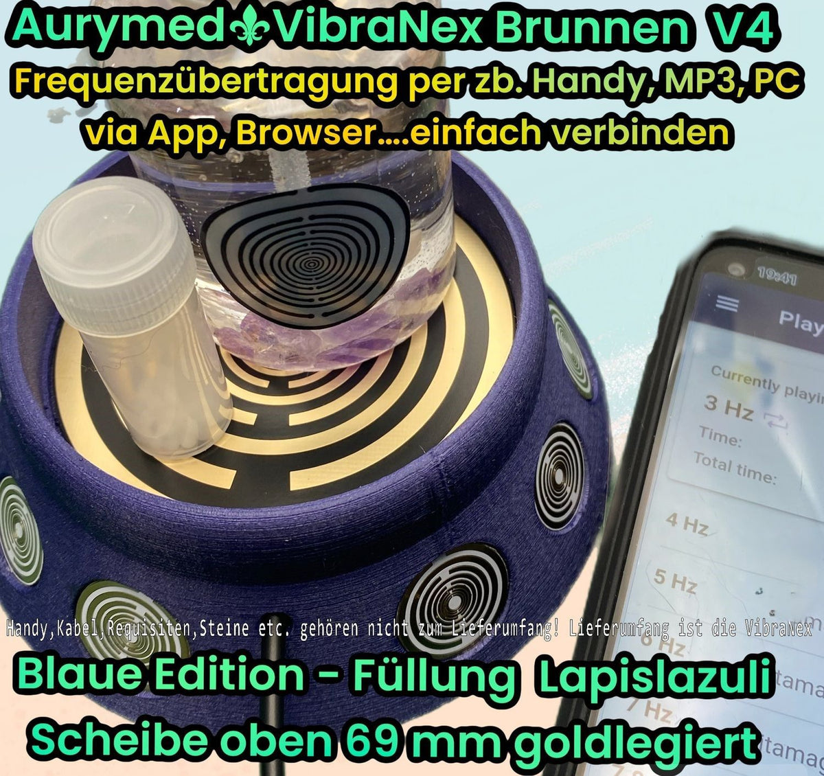 Frequenzübertragungsplatte VibraNex Brunnen V4 MIT Lapislazuli FÜLLUNG INNEN – Produktansicht 1