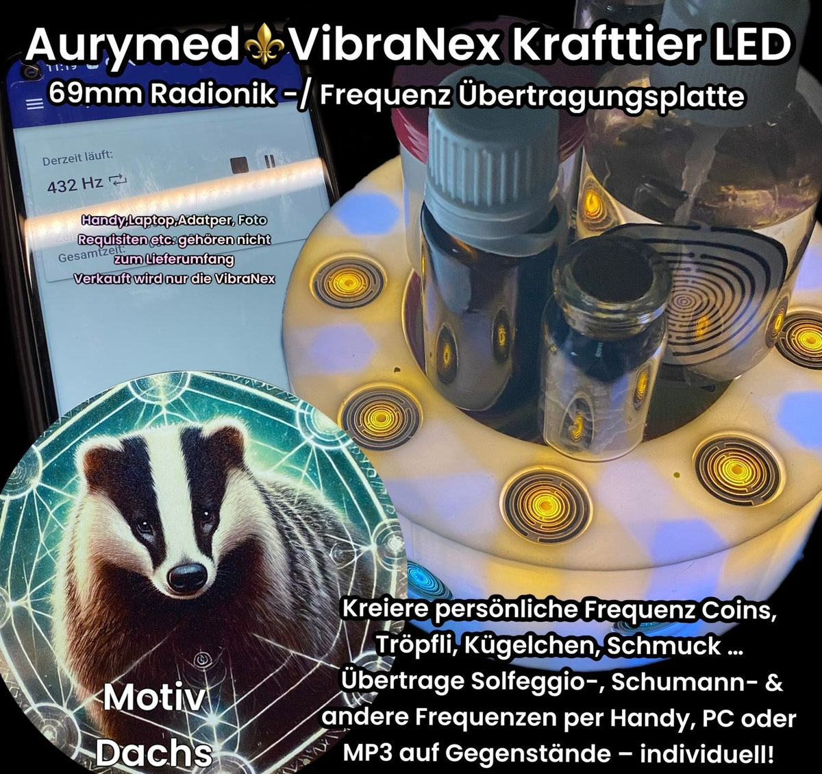 VibraNex LED Krafttier Dachs – LED – & Farbe & Füllung wählbar – Produktansicht 1