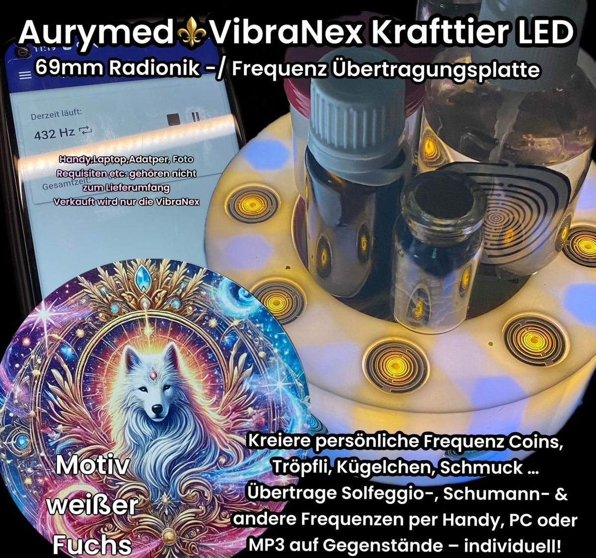 VibraNex LED Krafttier weißer Wolf – LED – & Farbe & Füllung wählbar – Produktansicht 1