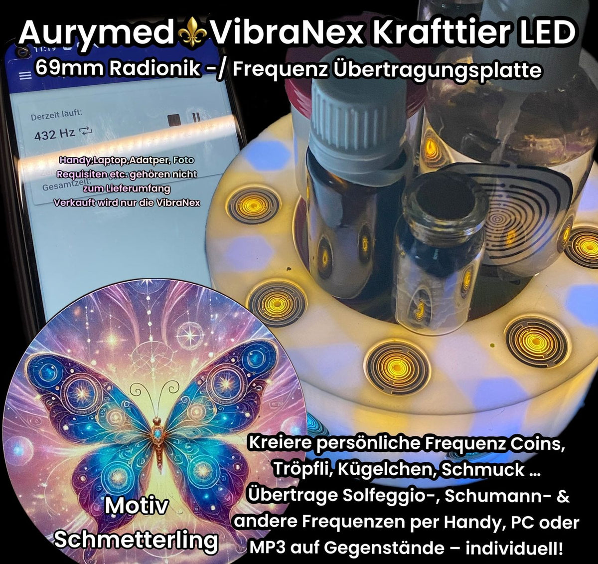 VibraNex LED Krafttier Schmetterling – LED – & Farbe & Füllung wählbar – Produktansicht 1