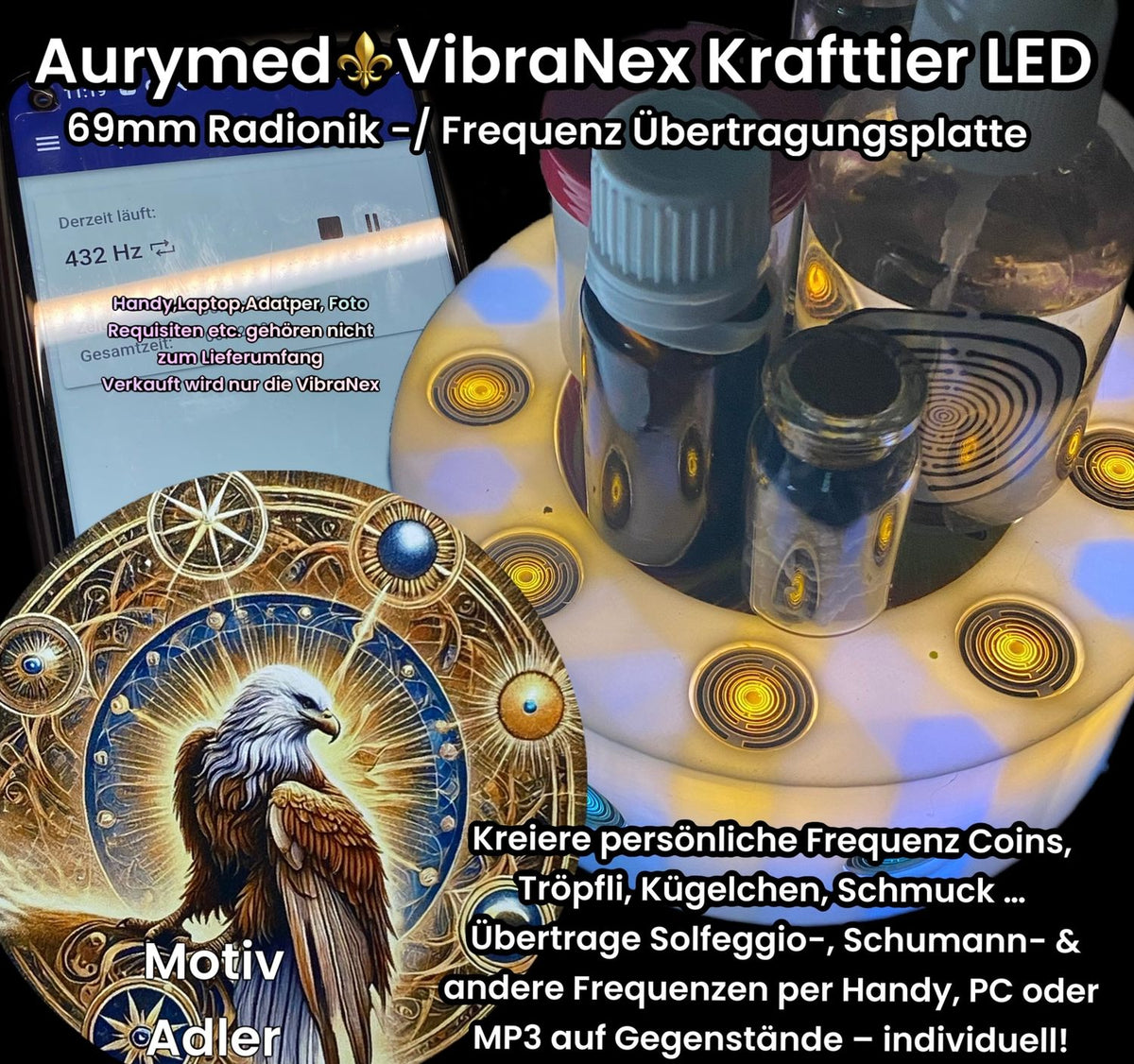 VibraNex LED Krafttier Adler – LED – & Farbe & Füllung wählbar – Produktansicht 1