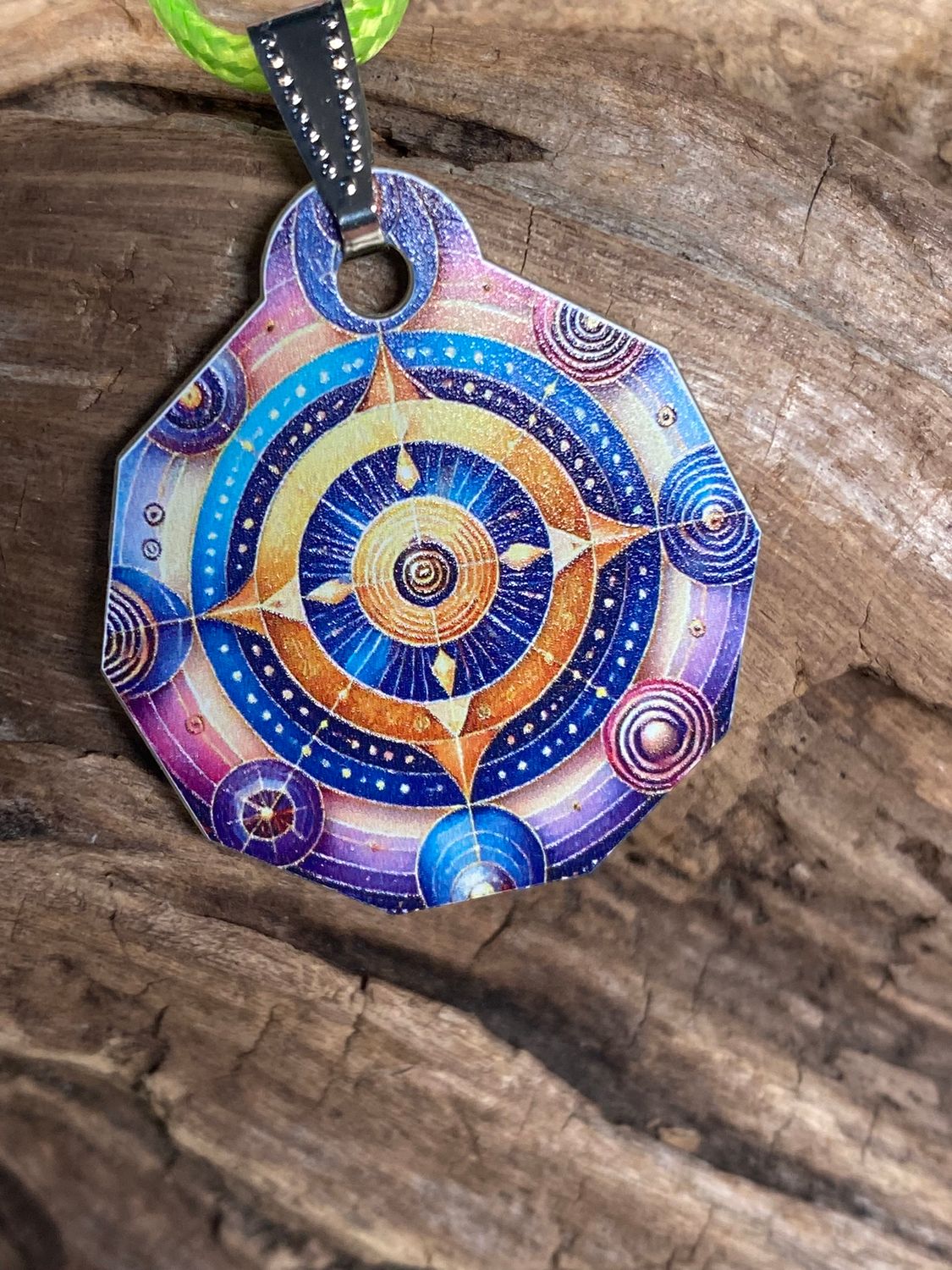 Anhänger Mini Serie eckig – Lakhovsky MWOn Symbol Design – Planeten Frequenz Symbol – Produktansicht 1