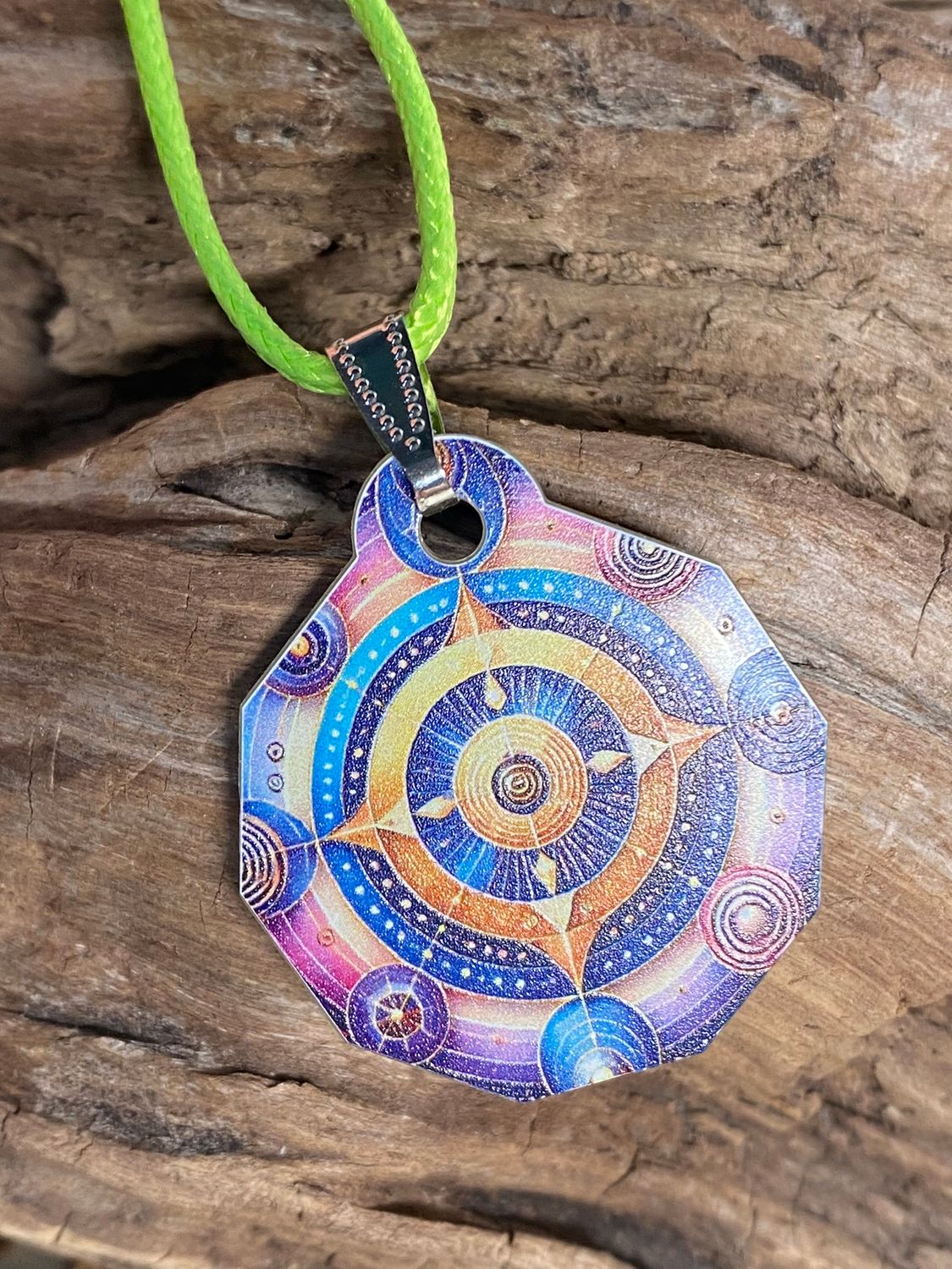 Anhänger Mini Serie eckig – Lakhovsky MWOn Symbol Design – Planeten Frequenz Symbol – Produktansicht 1