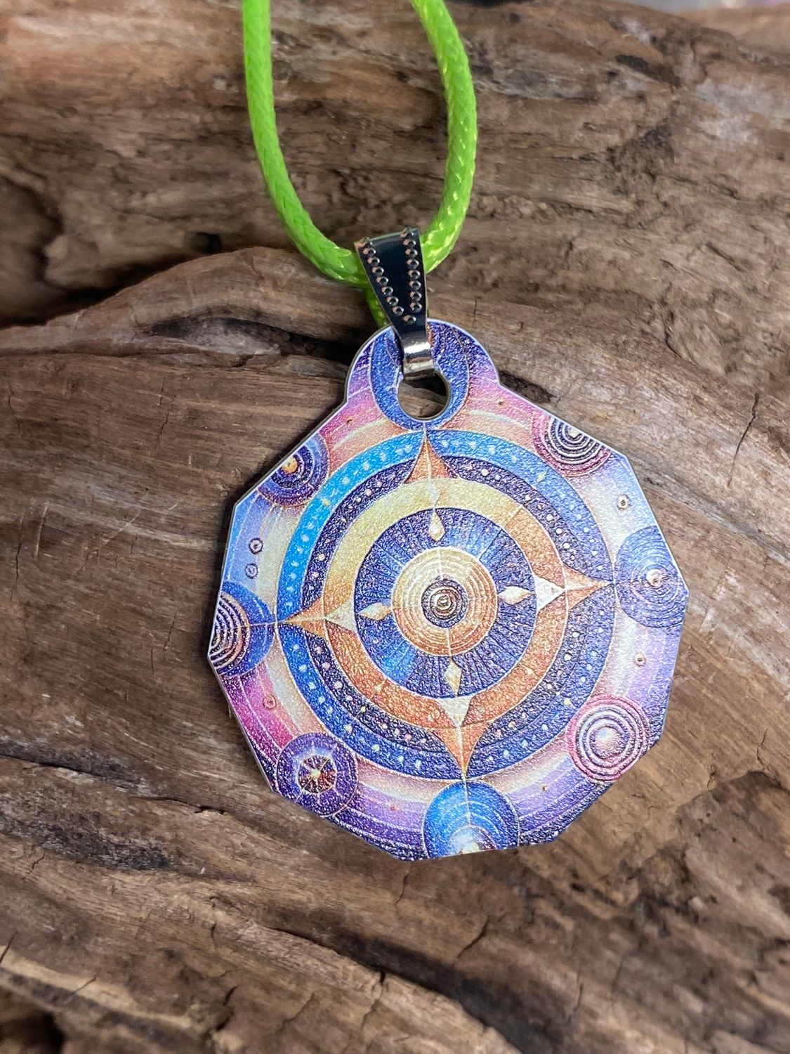 Anhänger Mini Serie eckig – Lakhovsky MWOn Symbol Design – Planeten Frequenz Symbol – Produktansicht 1