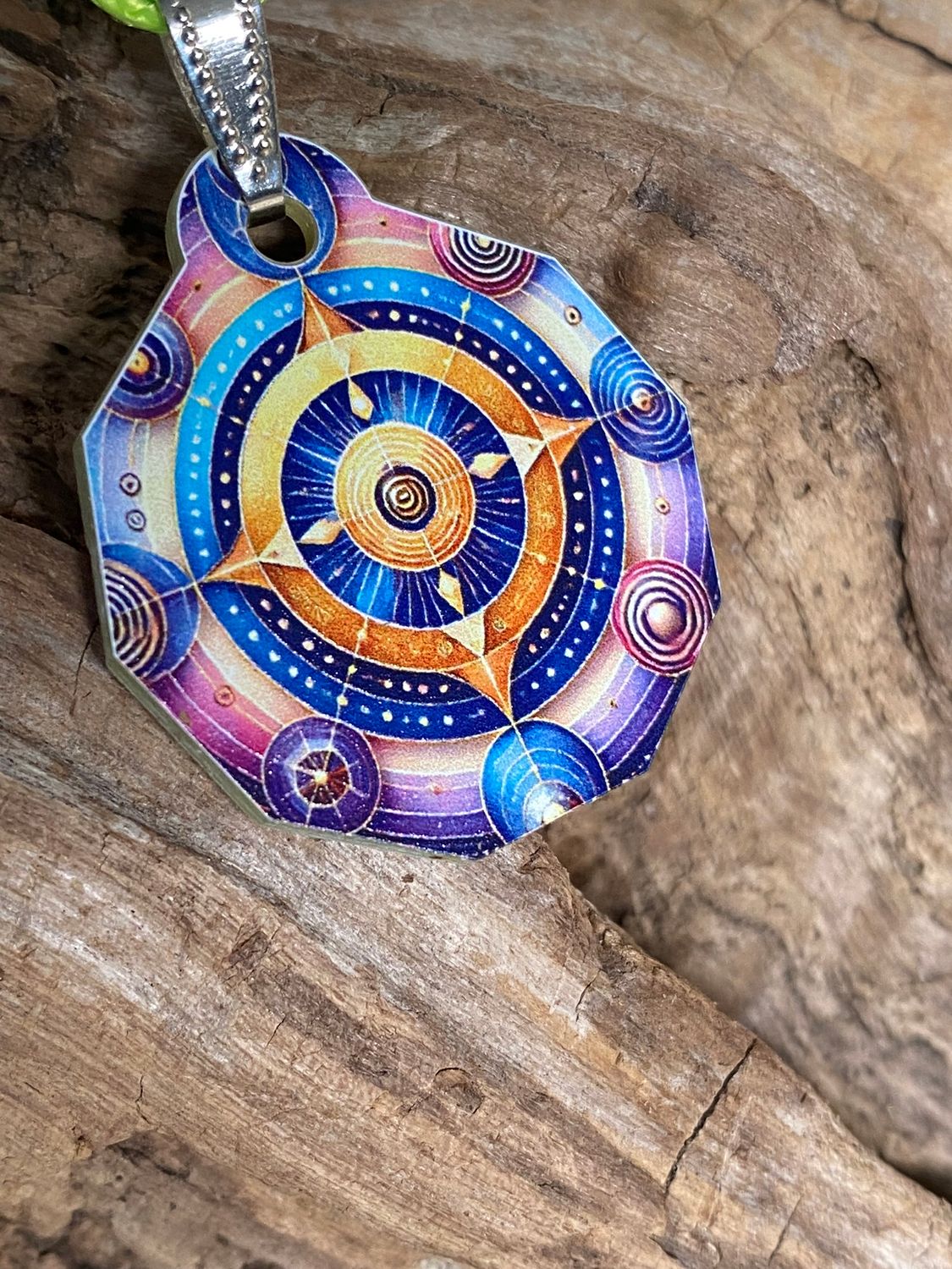 Anhänger Mini Serie eckig – Lakhovsky MWOn Symbol Design – Planeten Frequenz Symbol – Produktansicht 1