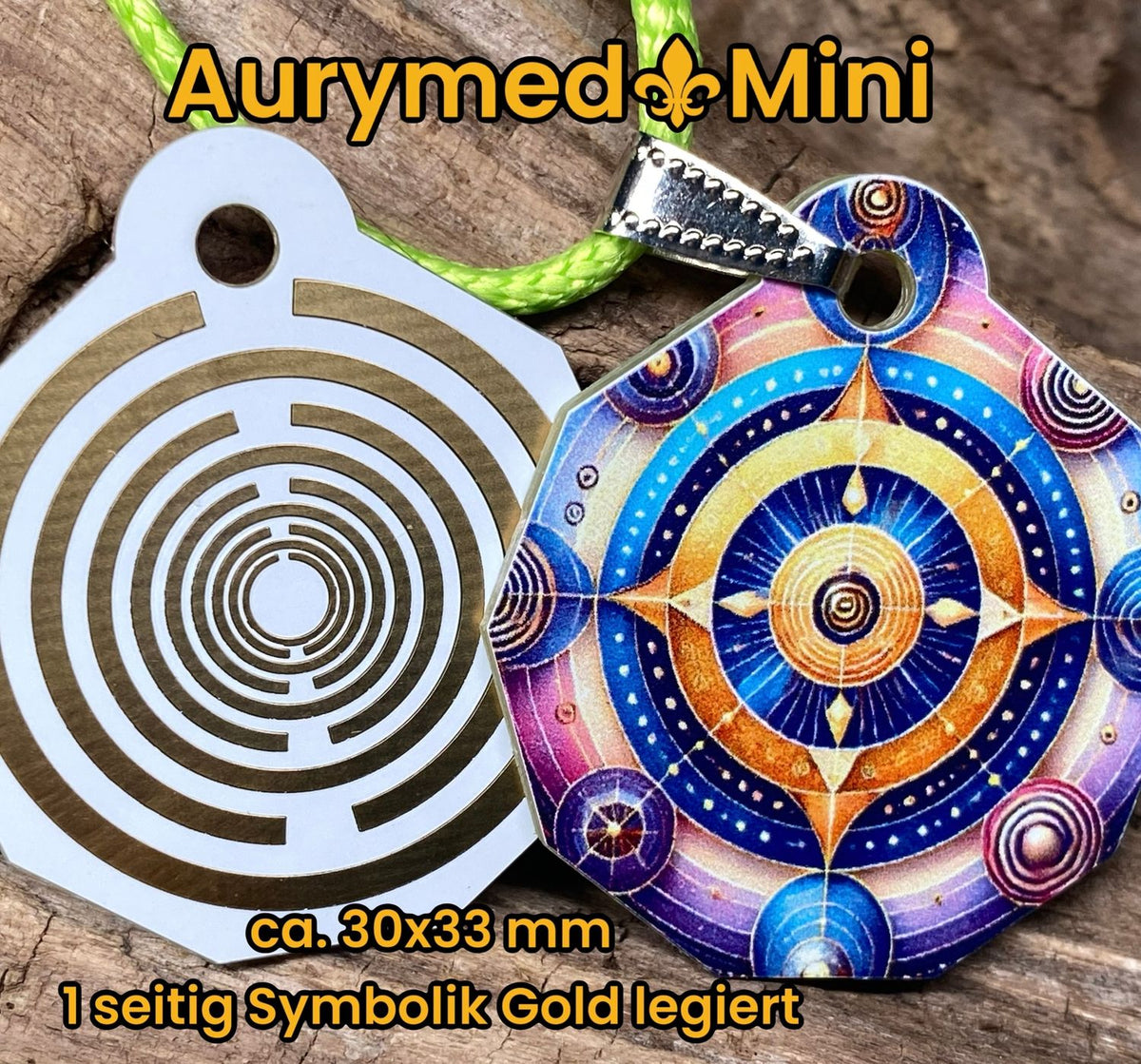 Anhänger Mini Serie eckig – Lakhovsky MWOn Symbol Design – Planeten Frequenz Symbol – Produktansicht 1