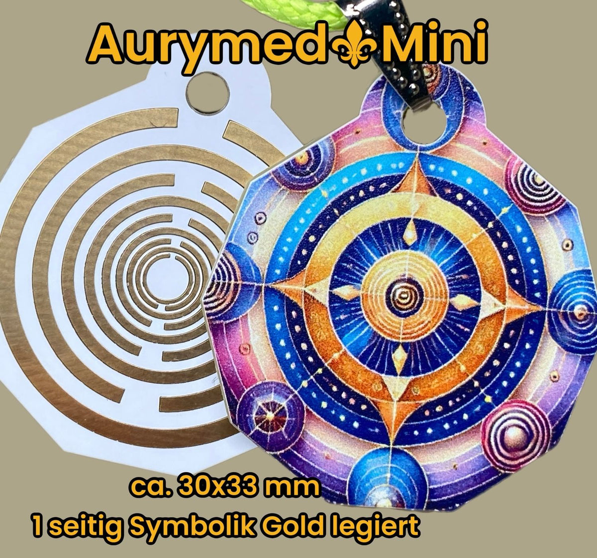 Anhänger Mini Serie eckig – Lakhovsky MWOn Symbol Design – Planeten Frequenz Symbol – Produktansicht 1
