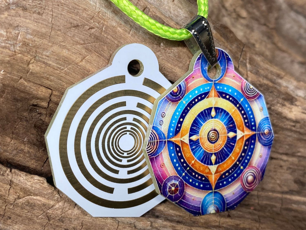 Anhänger Mini Serie eckig – Lakhovsky MWOn Symbol Design – Planeten Frequenz Symbol – Produktansicht 1