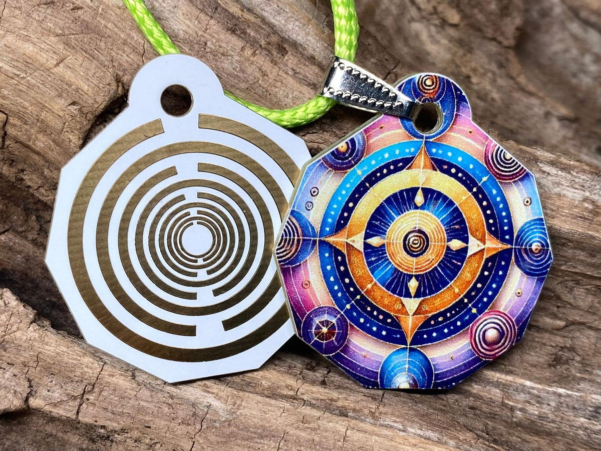 Anhänger Mini Serie eckig – Lakhovsky MWOn Symbol Design – Planeten Frequenz Symbol – Produktansicht 1