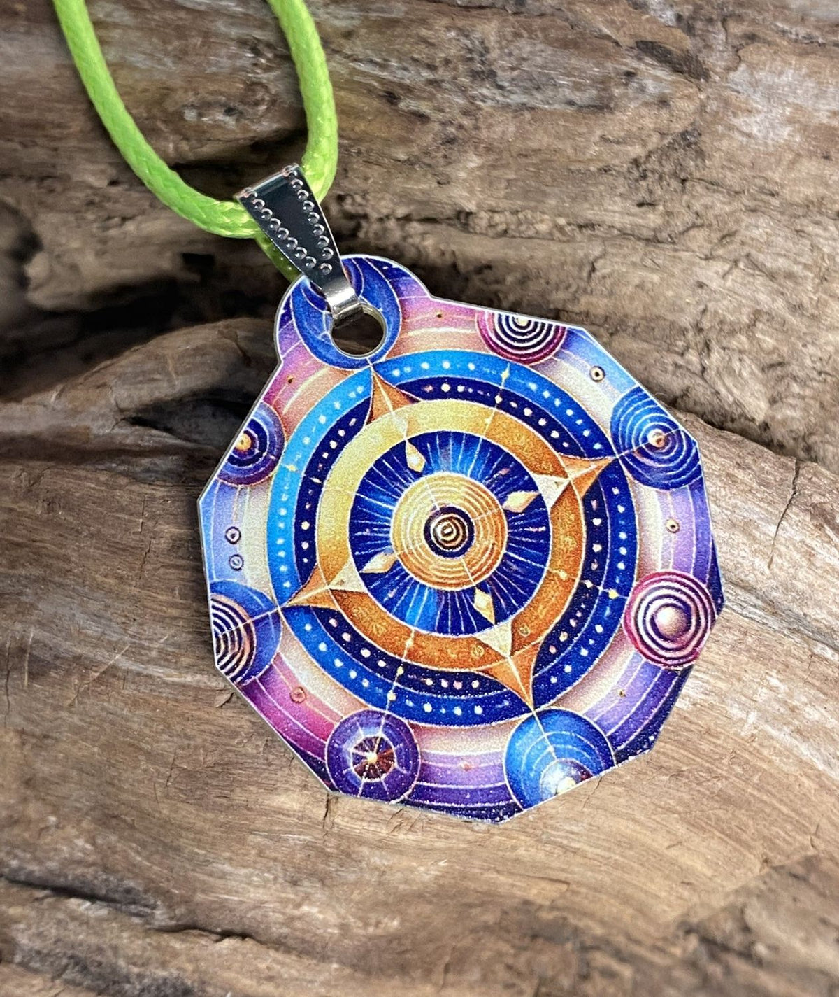 Anhänger Mini Serie eckig – Lakhovsky MWOn Symbol Design – Planeten Frequenz Symbol – Produktansicht 1