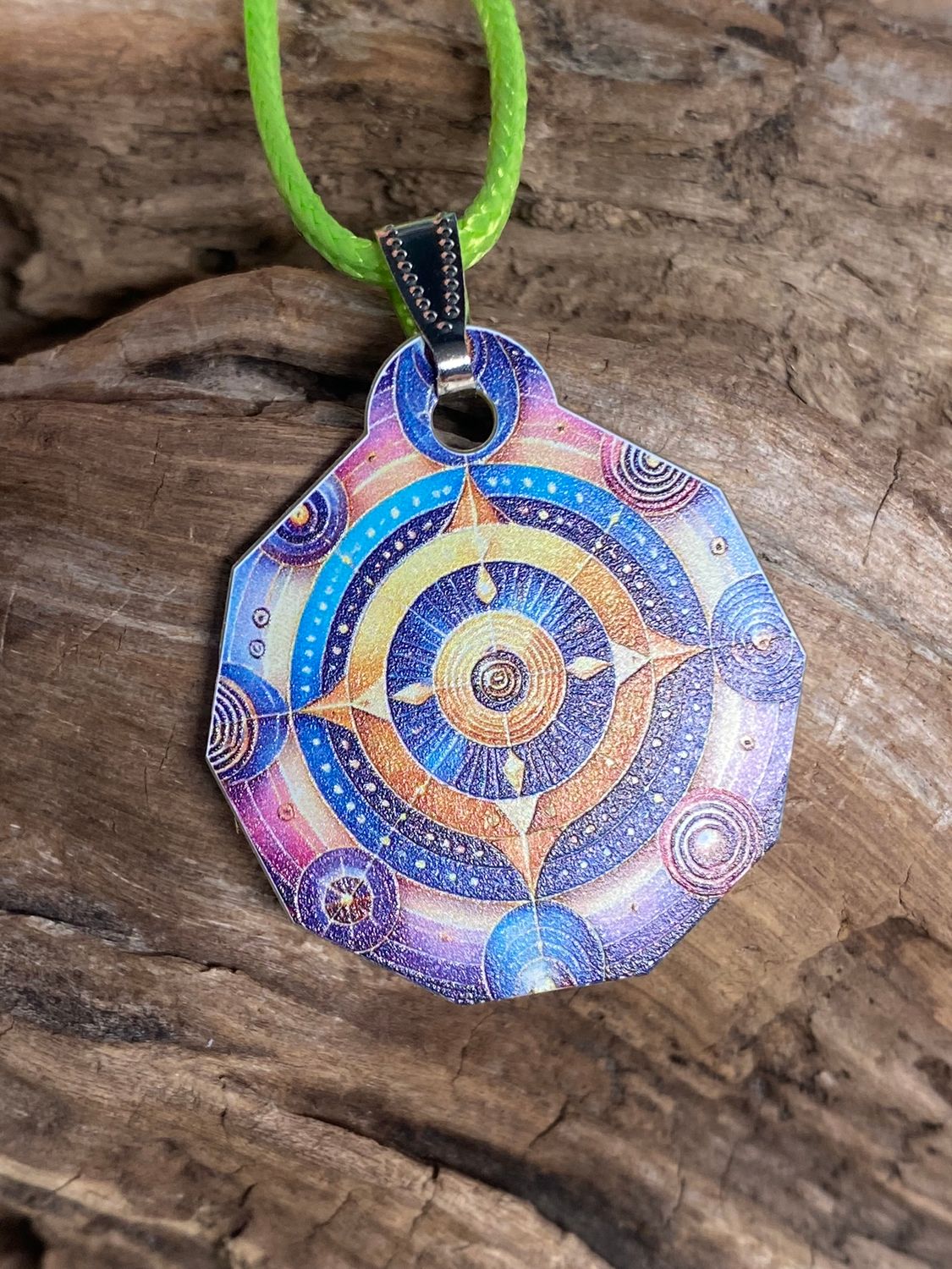 Anhänger Mini Serie eckig – Lakhovsky MWOn Symbol Design – Planeten Frequenz Symbol – Produktansicht 1