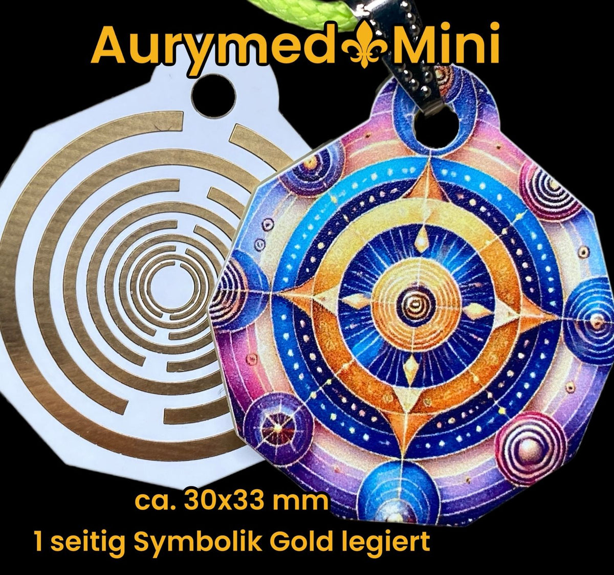 Anhänger Mini Serie eckig – Lakhovsky MWOn Symbol Design – Planeten Frequenz Symbol – Produktansicht 1