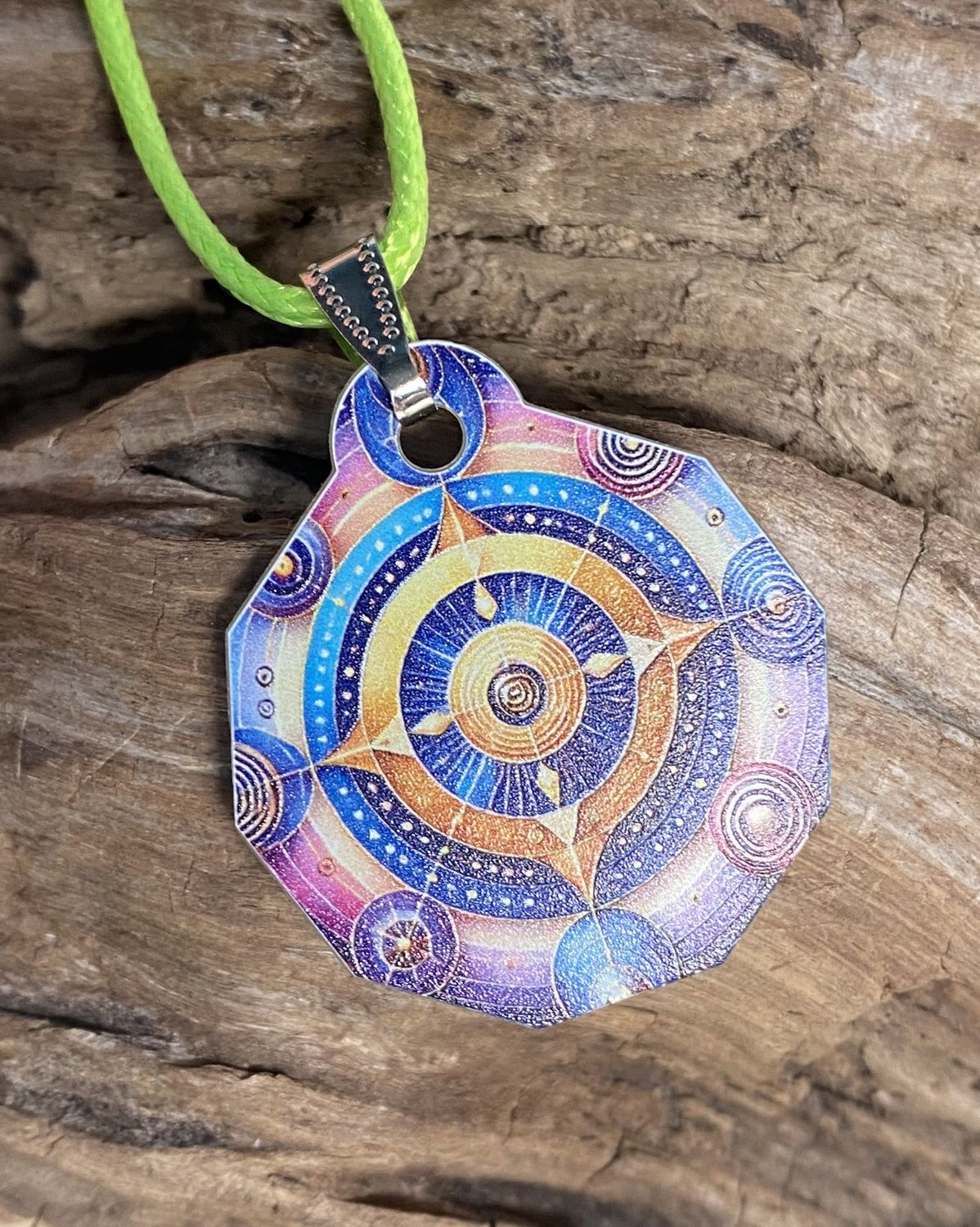 Anhänger Mini Serie eckig – Lakhovsky MWOn Symbol Design – Planeten Frequenz Symbol – Produktansicht 1