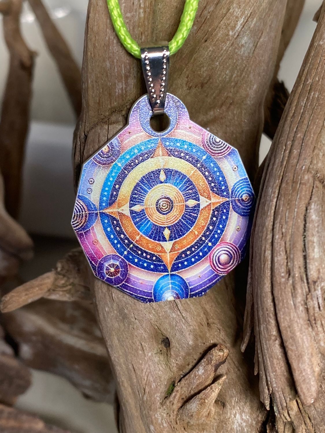 Anhänger Mini Serie eckig – Lakhovsky MWOn Symbol Design – Planeten Frequenz Symbol – Produktansicht 1