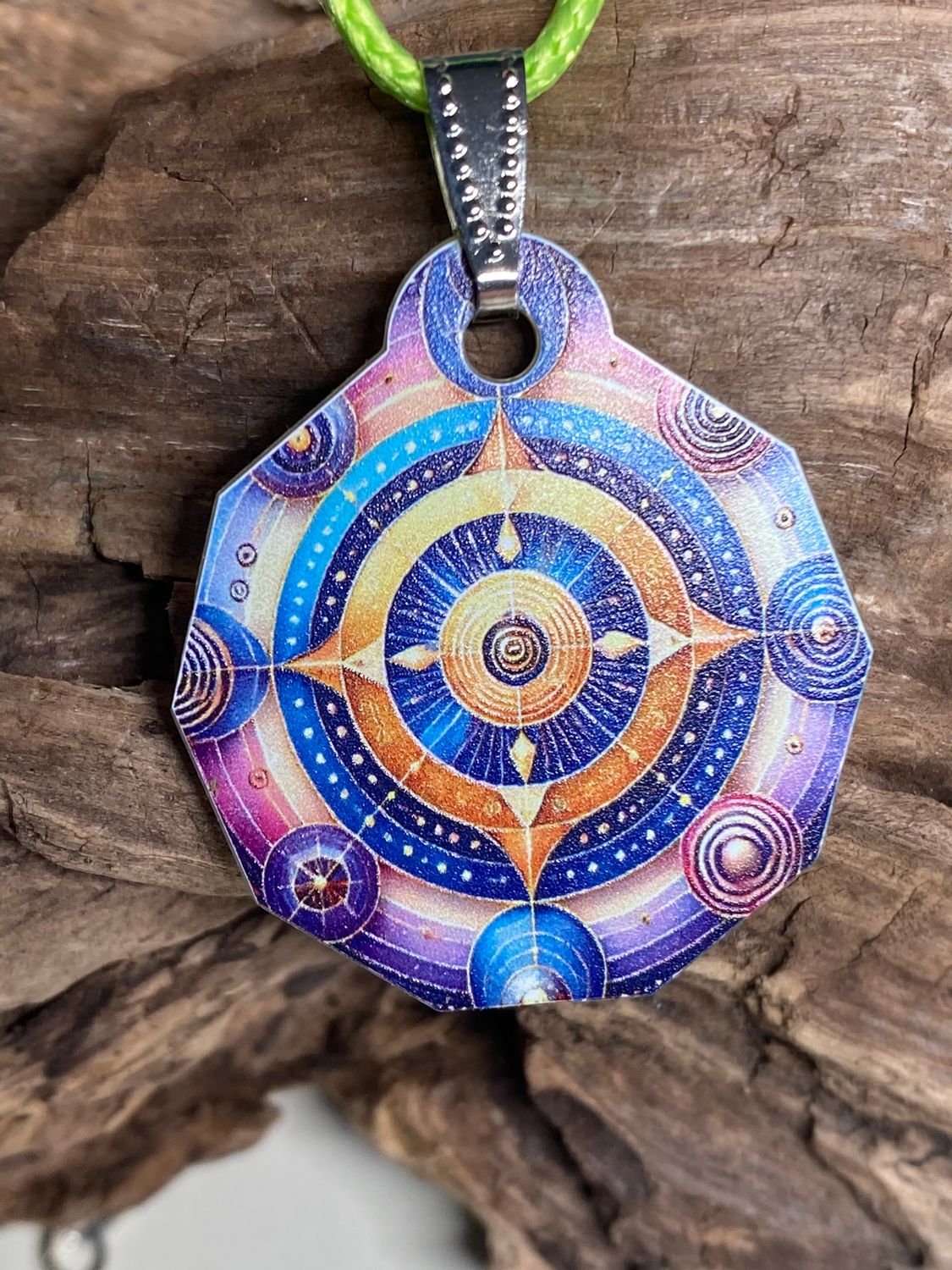Anhänger Mini Serie eckig – Lakhovsky MWOn Symbol Design – Planeten Frequenz Symbol – Produktansicht 1