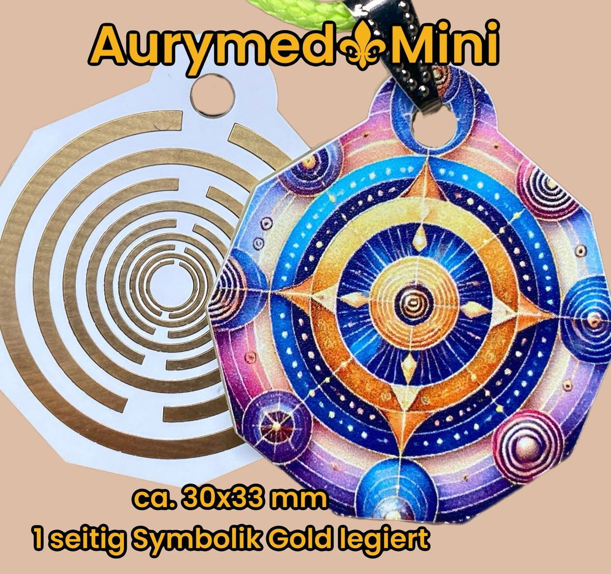 Anhänger Mini Serie eckig – Lakhovsky MWOn Symbol Design – Planeten Frequenz Symbol – Produktansicht 1