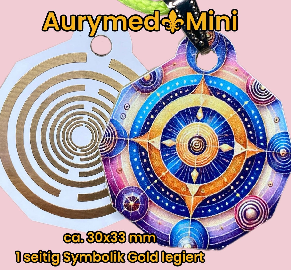 Anhänger Mini Serie eckig – Lakhovsky MWOn Symbol Design – Planeten Frequenz Symbol – Produktansicht 1