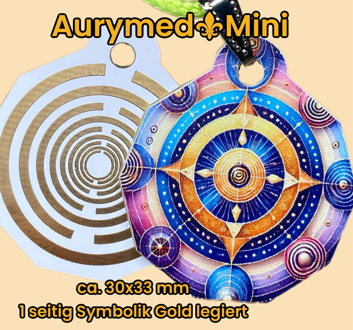 Anhänger Mini Serie eckig – Lakhovsky MWOn Symbol Design – Planeten Frequenz Symbol – Produktansicht 1