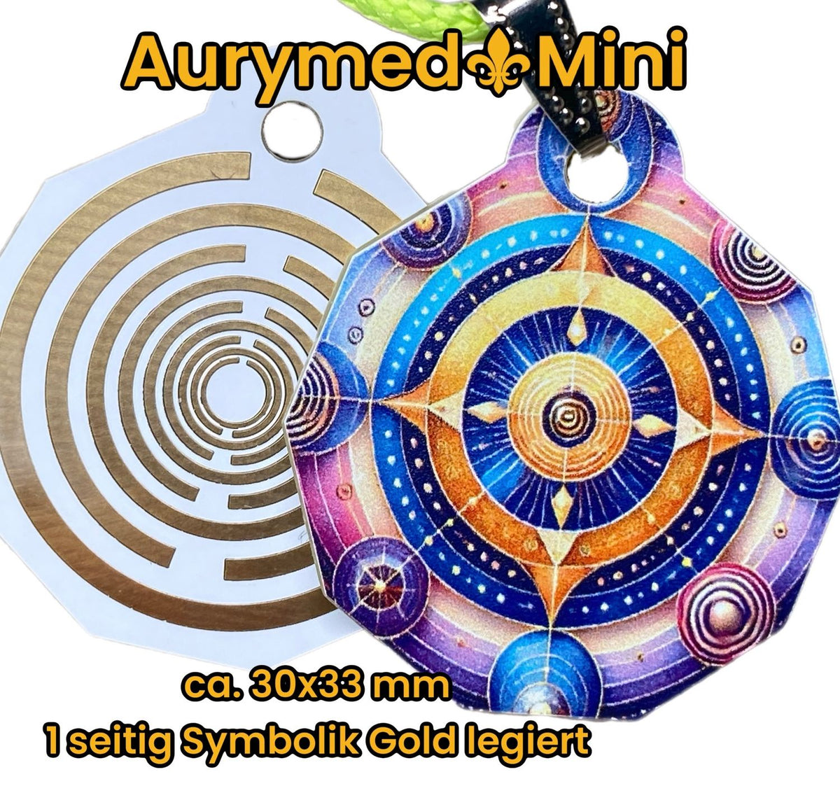 Anhänger Mini Serie eckig – Lakhovsky MWOn Symbol Design – Planeten Frequenz Symbol – Produktansicht 1