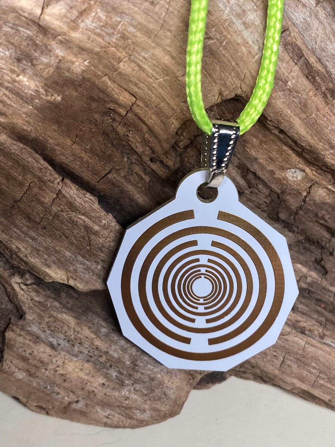 Anhänger Mini Serie eckig – Lakhovsky MWOn Symbol Design – Planeten Frequenz Symbol – Produktansicht 1