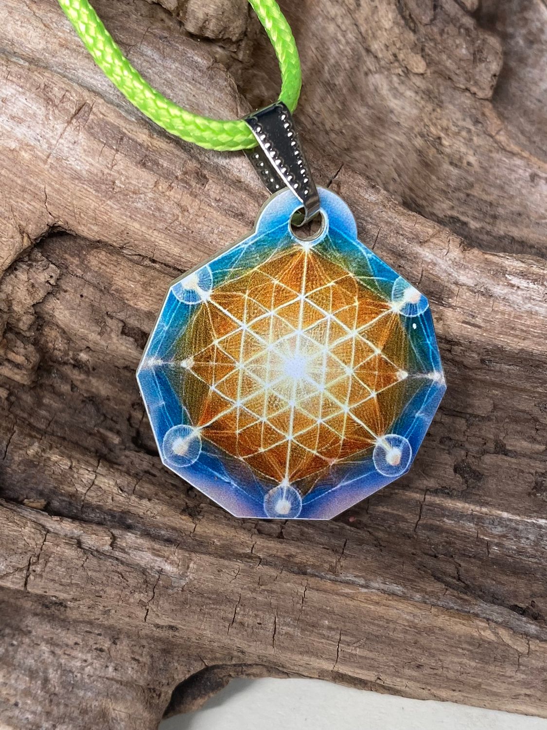Anhänger Mini Serie eckig – Lakhovsky MWOn Symbol Design – Blume des Lebens Symbolart – Produktansicht 1