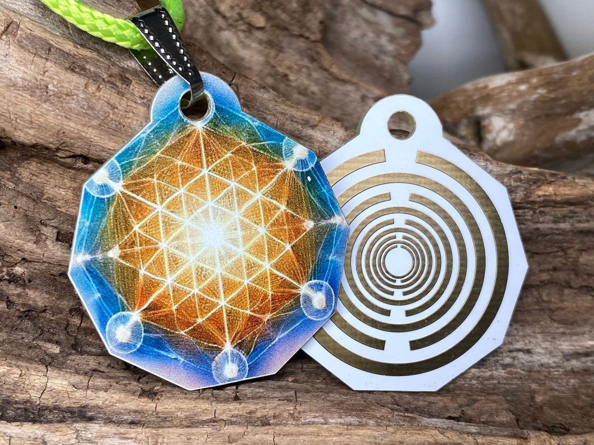 Anhänger Mini Serie eckig – Lakhovsky MWOn Symbol Design – Blume des Lebens Symbolart – Produktansicht 1