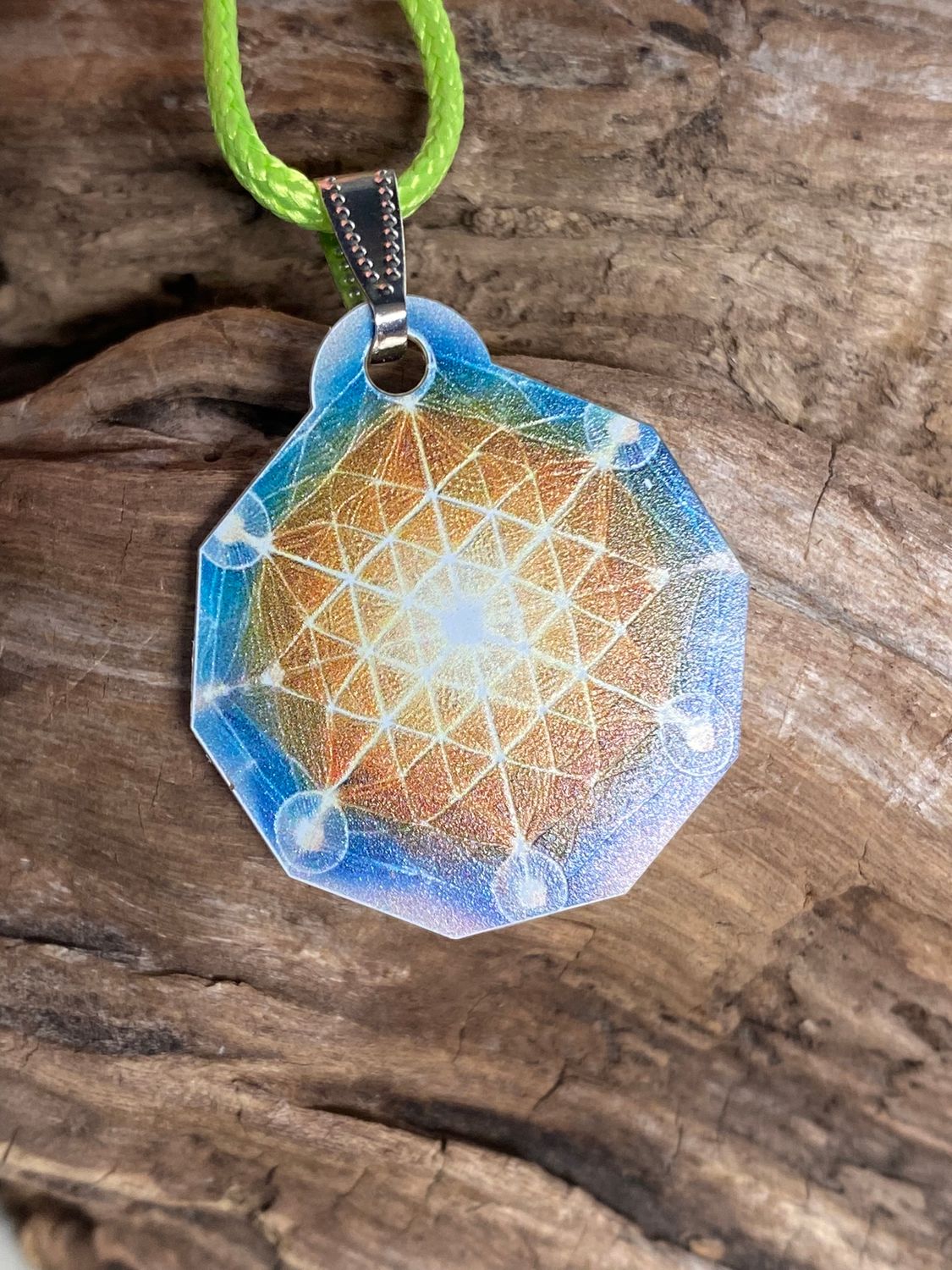 Anhänger Mini Serie eckig – Lakhovsky MWOn Symbol Design – Blume des Lebens Symbolart – Produktansicht 1