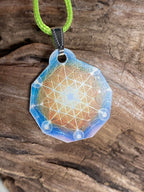 Anhänger Mini Serie eckig – Lakhovsky MWOn Symbol Design – Blume des Lebens Symbolart – Produktansicht 1