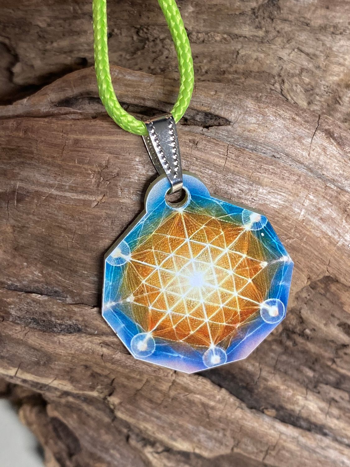 Anhänger Mini Serie eckig – Lakhovsky MWOn Symbol Design – Blume des Lebens Symbolart – Produktansicht 1