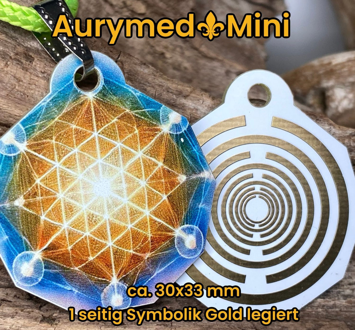 Anhänger Mini Serie eckig – Lakhovsky MWOn Symbol Design – Blume des Lebens Symbolart – Produktansicht 1