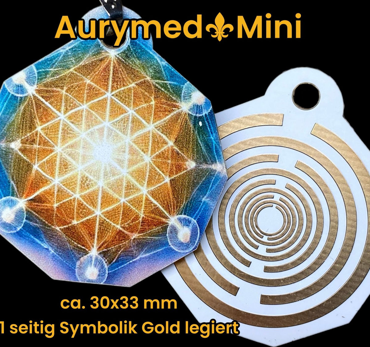 Anhänger Mini Serie eckig – Lakhovsky MWOn Symbol Design – Blume des Lebens Symbolart – Produktansicht 1