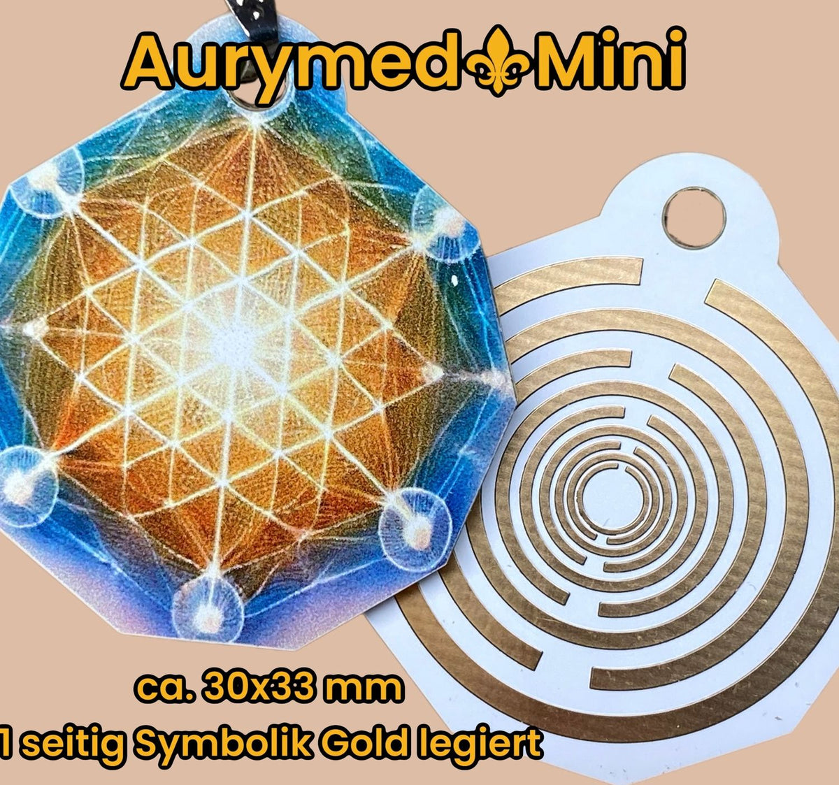 Anhänger Mini Serie eckig – Lakhovsky MWOn Symbol Design – Blume des Lebens Symbolart – Produktansicht 1