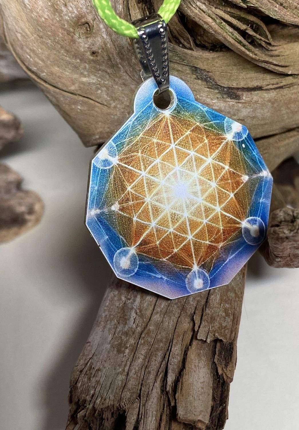 Anhänger Mini Serie eckig – Lakhovsky MWOn Symbol Design – Blume des Lebens Symbolart – Produktansicht 1