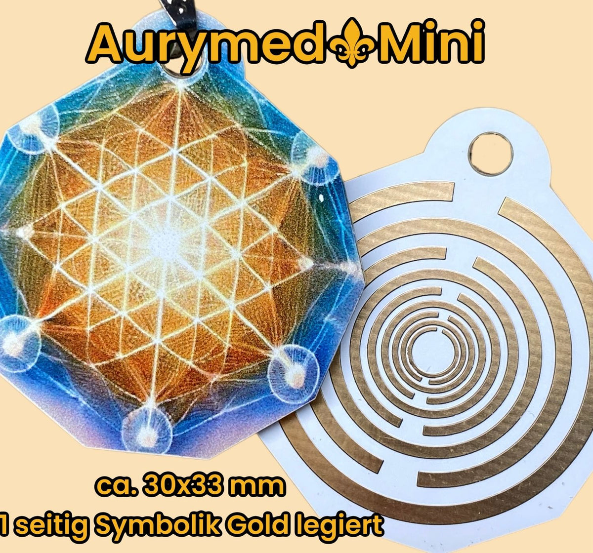 Anhänger Mini Serie eckig – Lakhovsky MWOn Symbol Design – Blume des Lebens Symbolart – Produktansicht 1