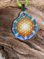 Anhänger Mini Serie eckig – Lakhovsky MWOn Symbol Design – Blume des Lebens Symbolart – Produktansicht 1