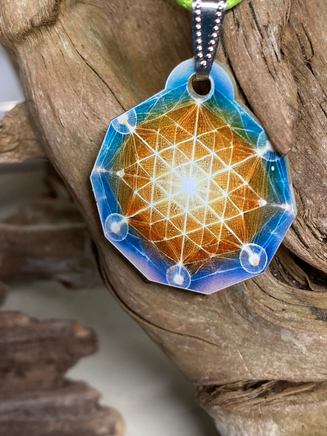 Anhänger Mini Serie eckig – Lakhovsky MWOn Symbol Design – Blume des Lebens Symbolart – Produktansicht 1