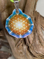 Anhänger Mini Serie eckig – Lakhovsky MWOn Symbol Design – Blume des Lebens Symbolart – Produktansicht 1