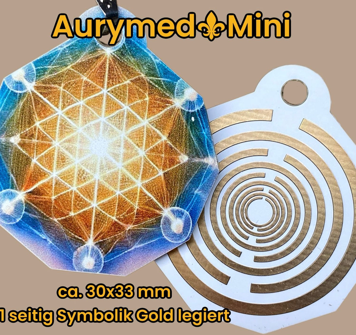 Anhänger Mini Serie eckig – Lakhovsky MWOn Symbol Design – Blume des Lebens Symbolart – Produktansicht 1