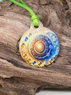 Anhänger Mini Serie rund – Lakhovsky MWOn Symbol Design – kosmischer Frequenz Symbolart – Produktansicht 1