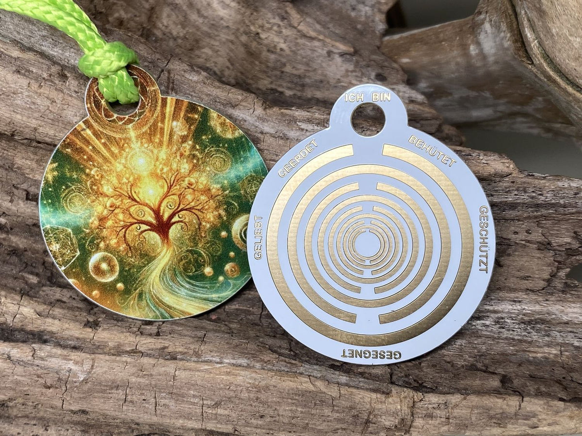 Anhänger Mini Serie rund – Lakhovsky MWOn Symbol Design – Baum des Lebens Symbol – Produktansicht 1
