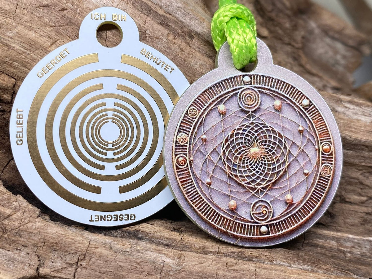 Anhänger Mini Serie rund – Lakhovsky MWOn Symbol Design – mystisch geheimnisvolle Fantasie Symbol – Produktansicht 1